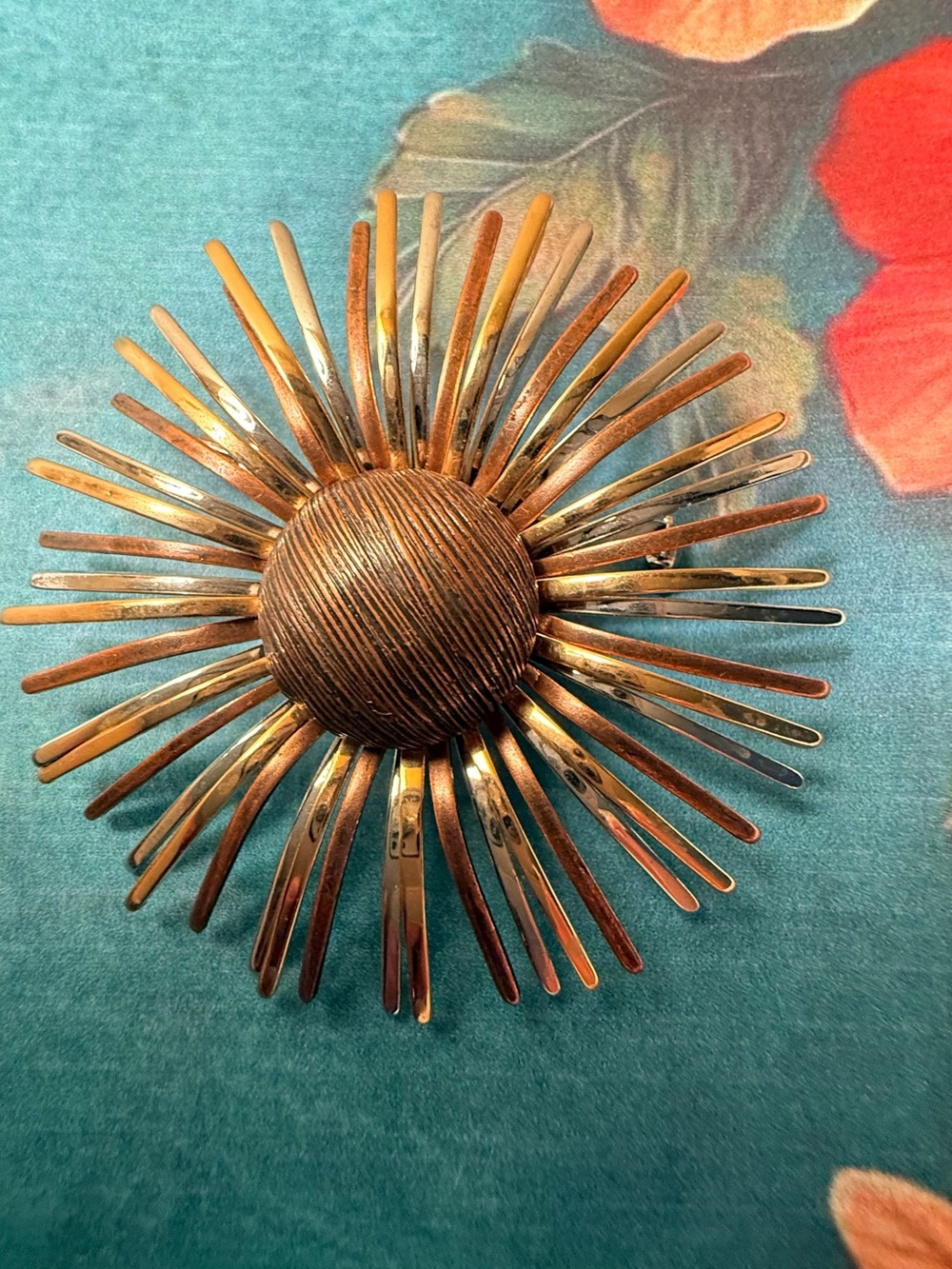 Gold Sunburst Brooch - Women Accessories